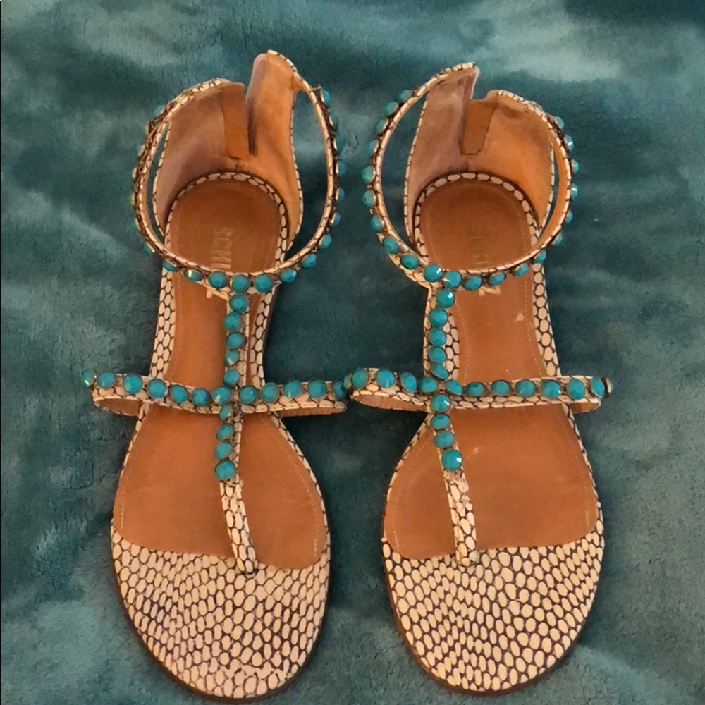 NWOT Schutz embellished snakeskin sandals